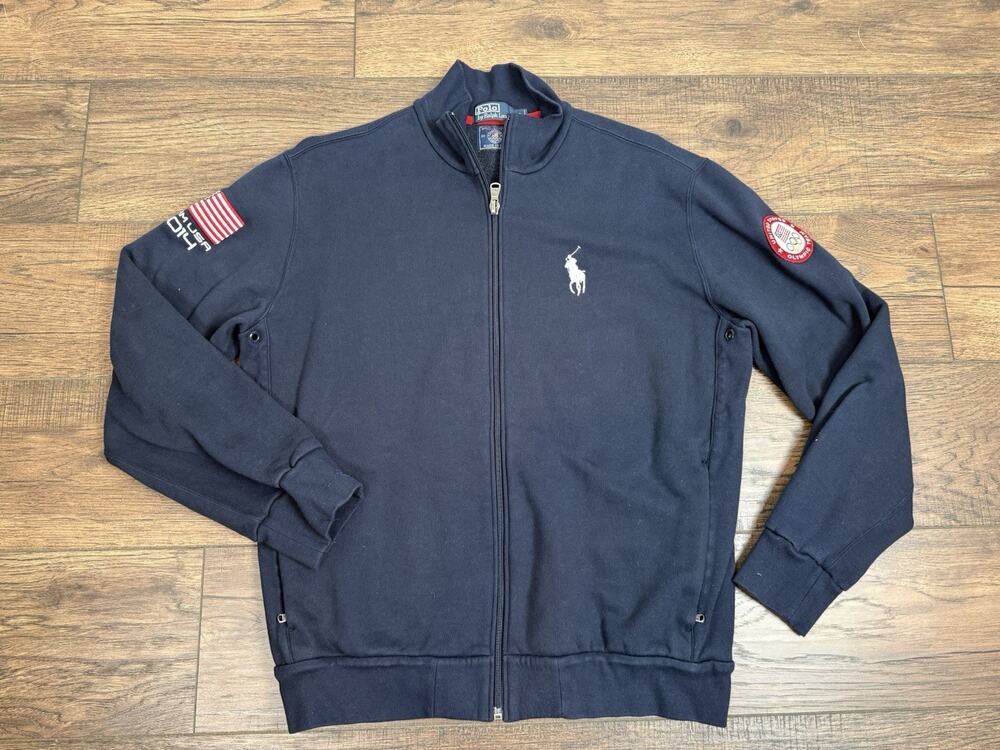 Polo Ralph Lauren Navy Blue USA Paralympic Team 2014 Zip Front Jacket Women XL